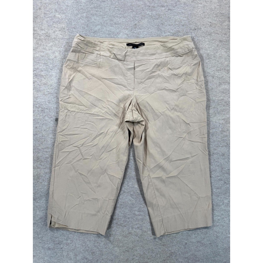 Zac & Rachel Capri Pants Women 20W Beige Stretch Casual Summer High Rise Pull On